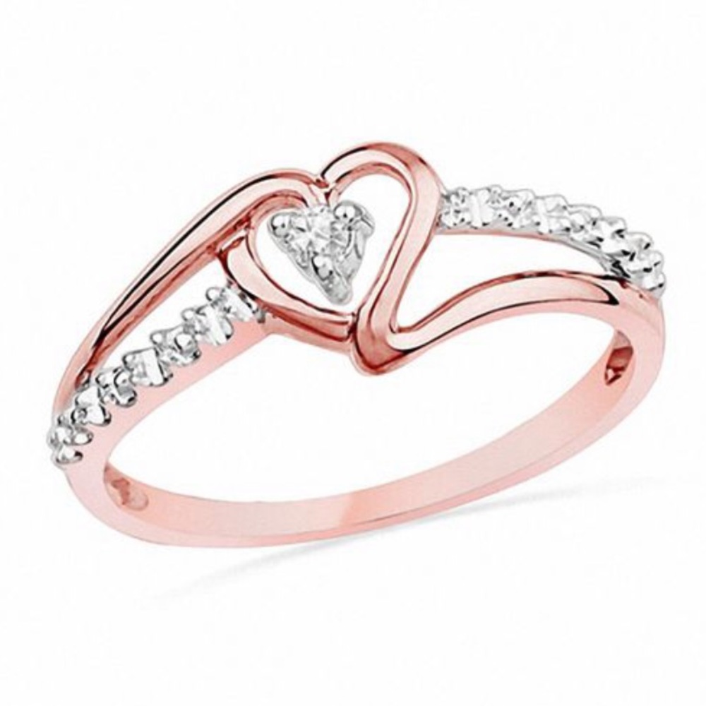 10K Rose Gold Diamond Accent Heart Promise Ring
